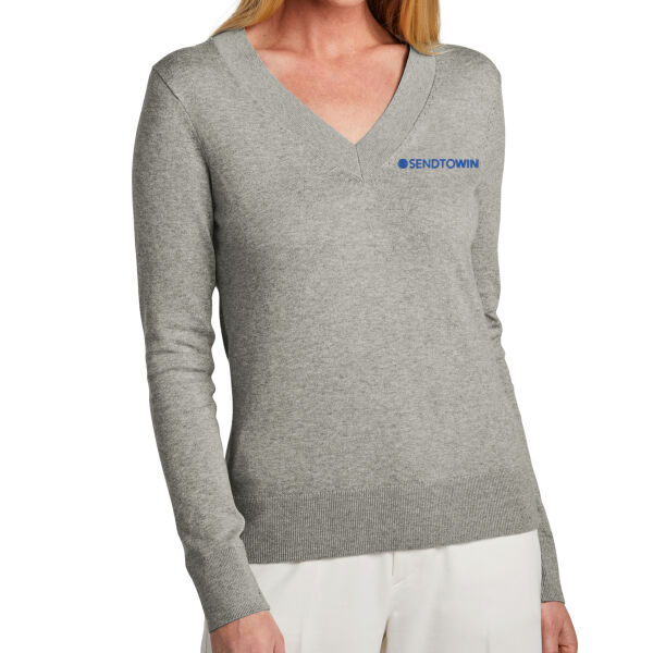   - Women's Cotton Stretch V Neck Sweater Thumbnail